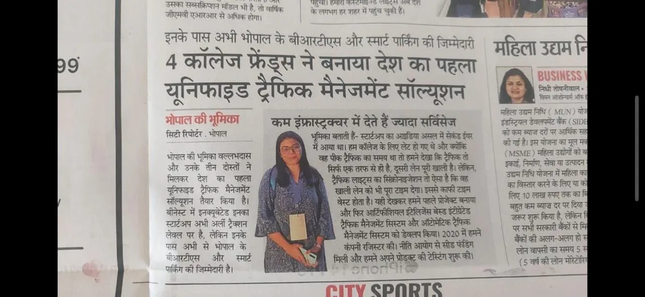 City Bhaskar feature on Bhumika Wallabhadas and Krypton AI's unified traffic management solution